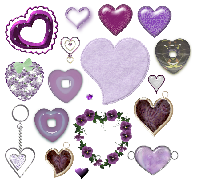 Free PNG image "Lilac hearts".