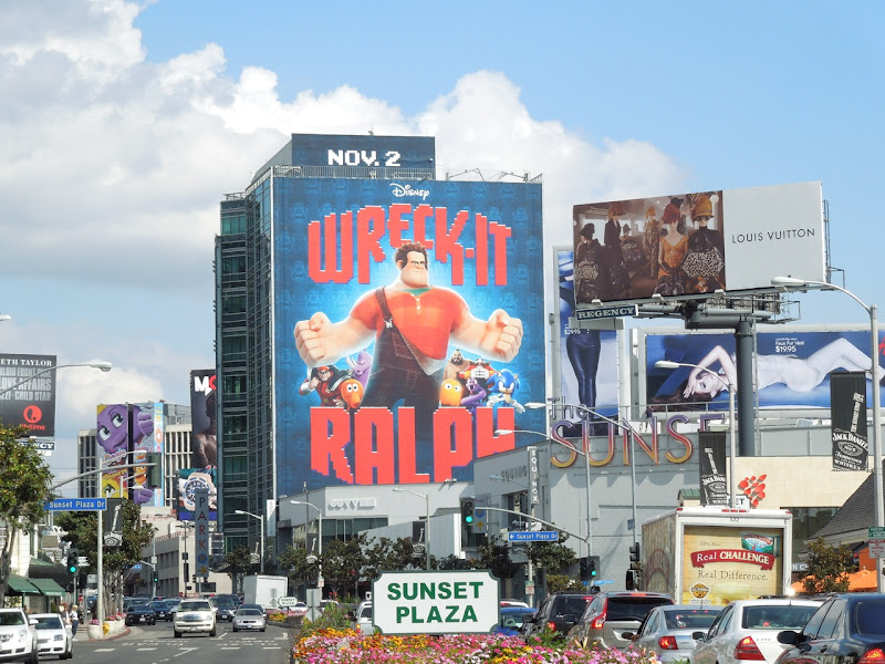 Giant Wreck It Ralph movie billboard Sunset Plaza