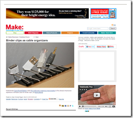 Make Online  Binder clips as cable organizers