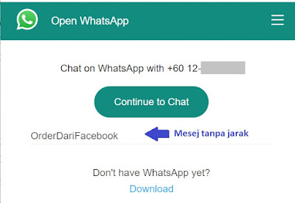 cara buat link whatsapp tak perlu save nombor