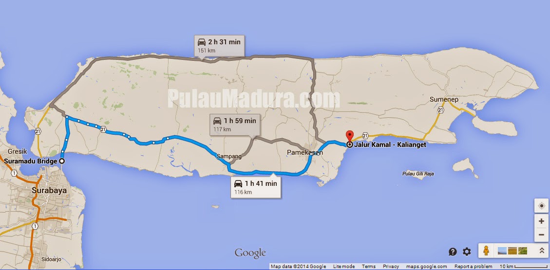 Peta Lokasi menuju Pantai Talang Siring Pamekasan