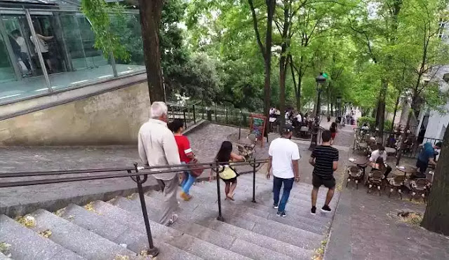 escalera junto al funicular de Montmartre