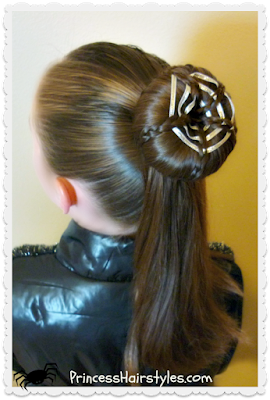 Spider web hairstyle for #Halloween. #Halloweenhair 