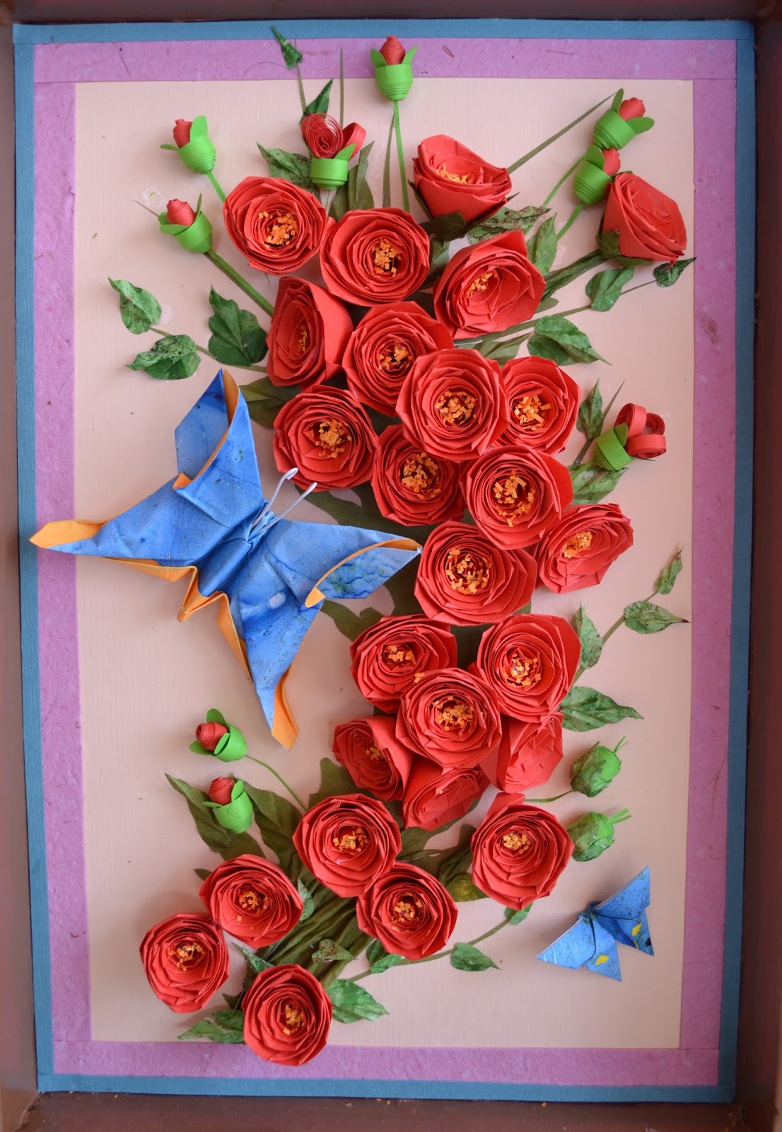 paper quilling  rose wall  art  craft art  ideas 