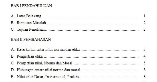 Contoh Daftar Isi Makalah yang Baik dan Benar - Contoh 