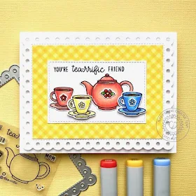 Sunny Studio Stamps: Tea-riffic Spring Scenes Frilly Frame Dies Friendship Card by Lynn Put