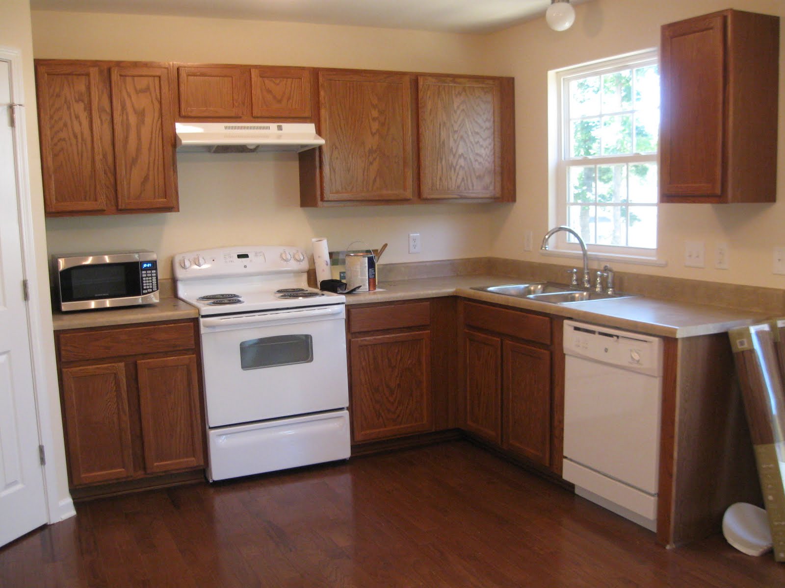 Remodelaholic | Painting Oak Cabinets White and Gray