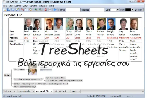 TreeSheets - Ένα διαφορετικό MindMapper