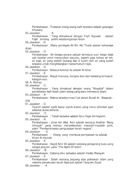 275 + Contoh Soal Tes CPNS SKB PAI (Pendidikan Agama Islam)