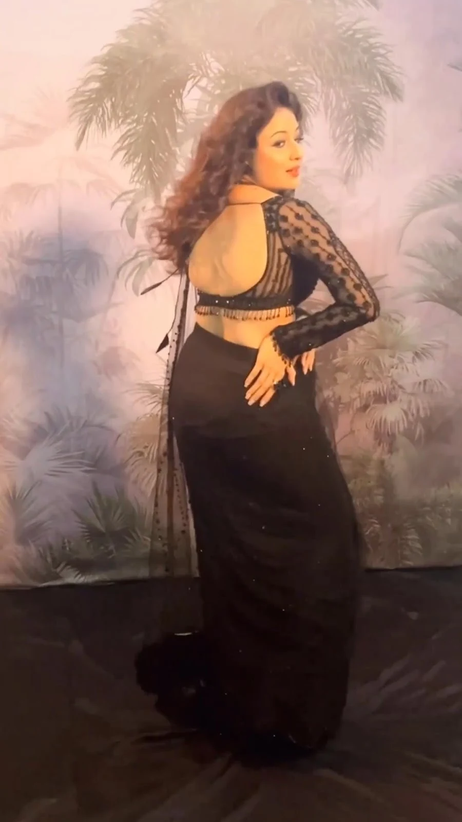 Paridhi Sharma backless sheer black saree hot tv actress