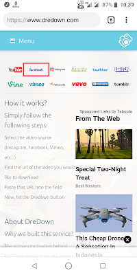 Kemudian Sobat buka situs Dredown.com. Jika sudah terbuka Sobat pilih Facebook.