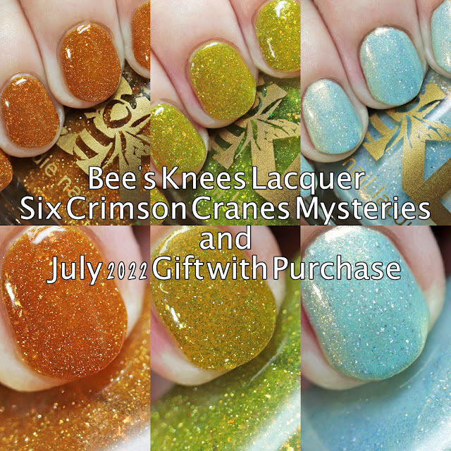 Bee's Knees Lacquer Six Crimson Cranes Mysteries and July 2022 Gift with Purchase