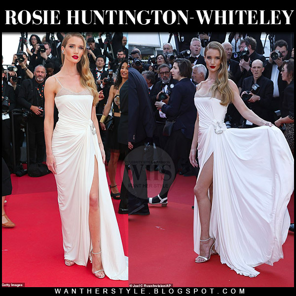 Rosie Huntington-Whiteley in white gown