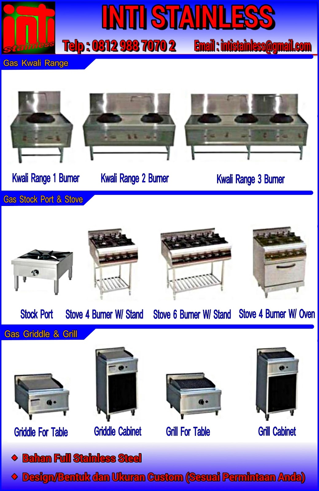 Kompor Gas Kwali Range, Stove, Stock Pot, Teppanyaki 