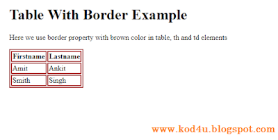 CSS Table With Border Example