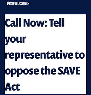 Header: “Call now to tell your representative to oppose the SAVE Act”