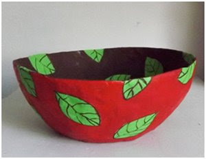 Paper mache decorative leaf bowl