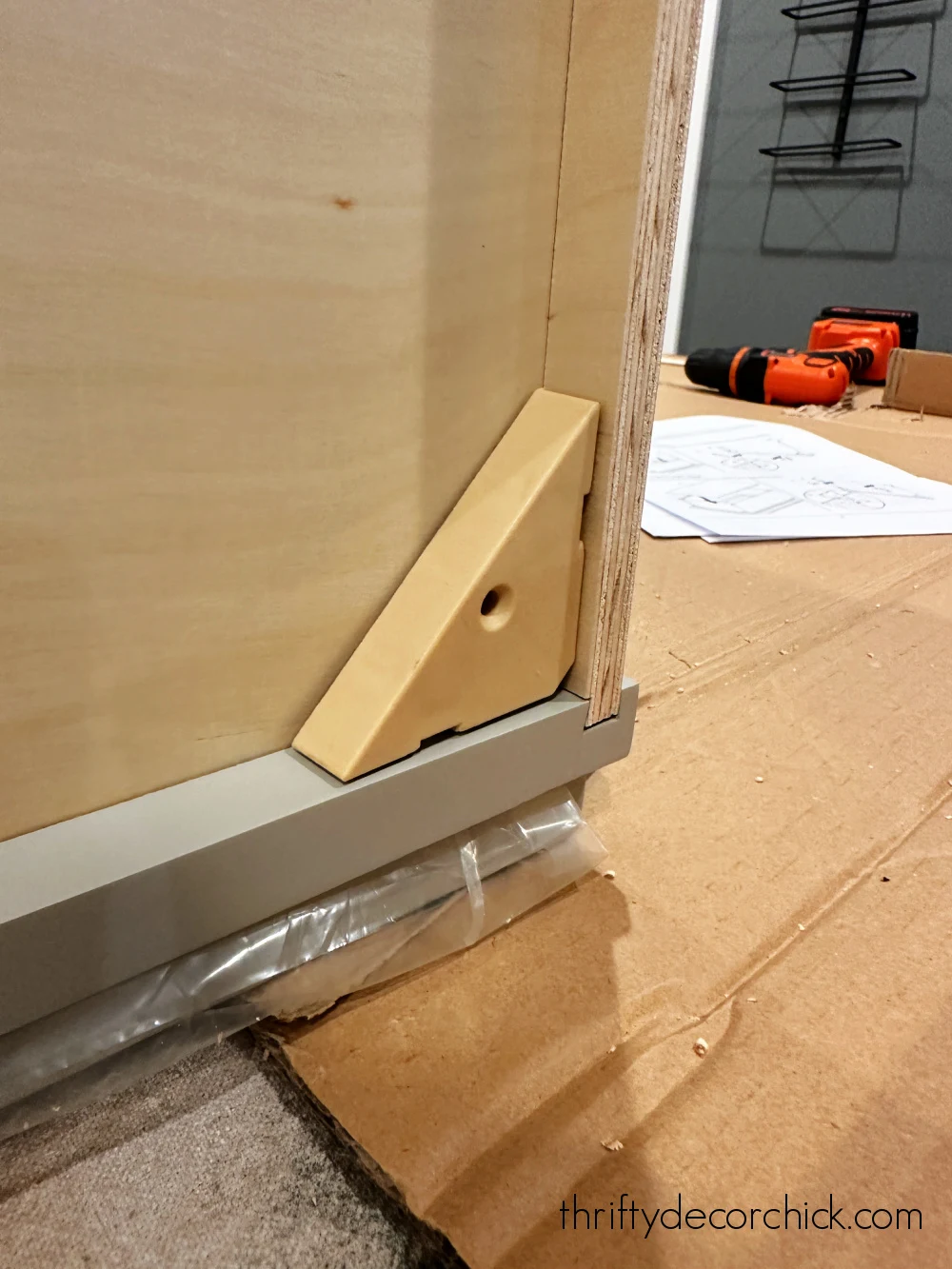 corner brackets on base cabinets