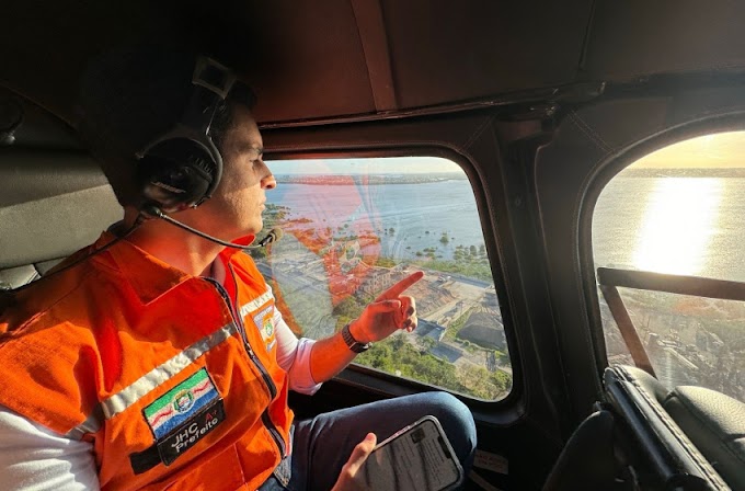 Prefeito JHC sobrevoa região da mina e afirma que continuará exigindo responsabilidade da Braskem.