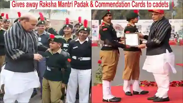 Gives away Raksha Mantri Padak & Commendation Cards to cadets