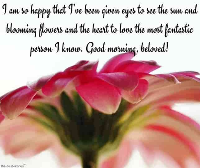 good morning text message gf with sweet flower