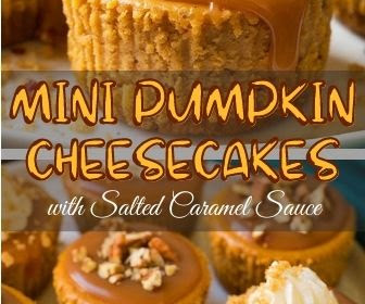 Mini Pumpkin Cheesecakes with Salted Caramel Sauce
