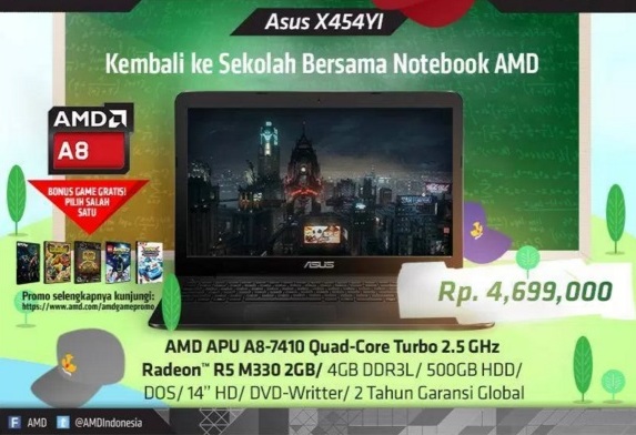 Harga Laptop Asus X454YI Tahun 2017 Lengkap Dengan Spesifikasi | Dibekali Dengan Processor AMD A8 7410