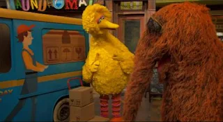 In the midst of a game of tag with Mr Snuffleupagus, Big Bird notices a moving truck on the block, meaning a new neighbor is coming to Sesame Street today. Sesame Street Episode 5013, New Neighbor on Sesame Street, Season 50.