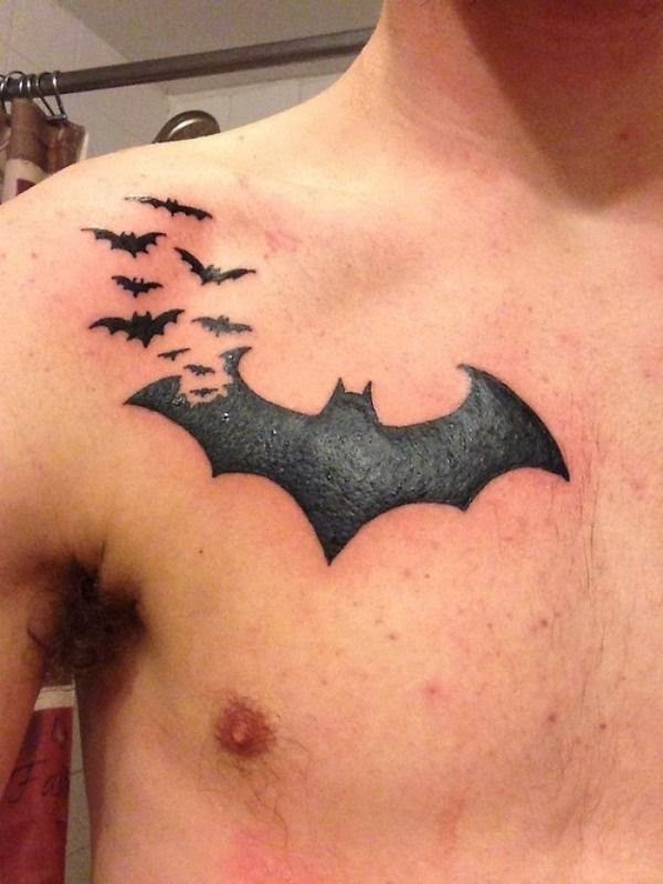 Men Chest Bat Tattoos, Men Chest With Flying Bat Design Tattoos, Men With Bat Tattoo On Chest, Bat Tattoo On Men Chest, Men, Parts, Birds,