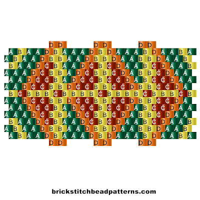 Free repeatable brick stitch bead weaving pattern labeled color chart