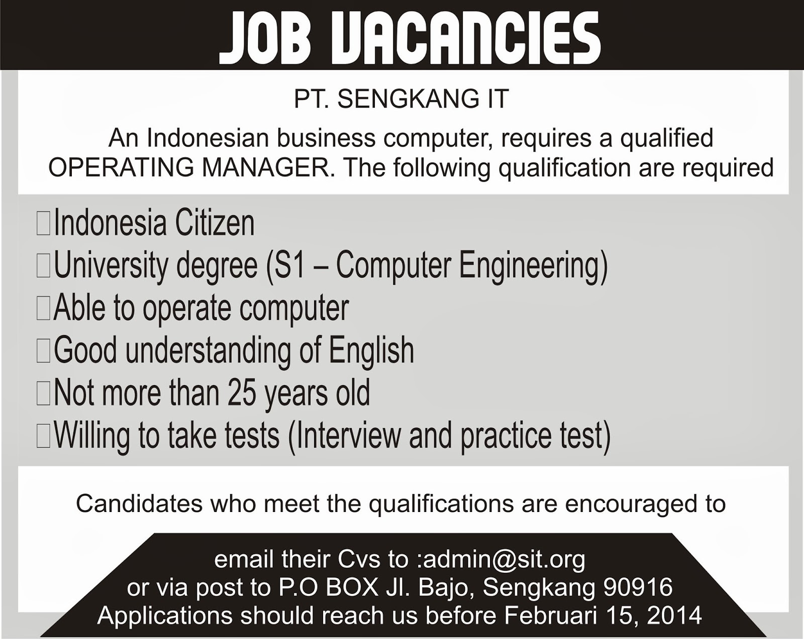 Contoh Advertisement Job Vacancy  www.imgkid.com - The 