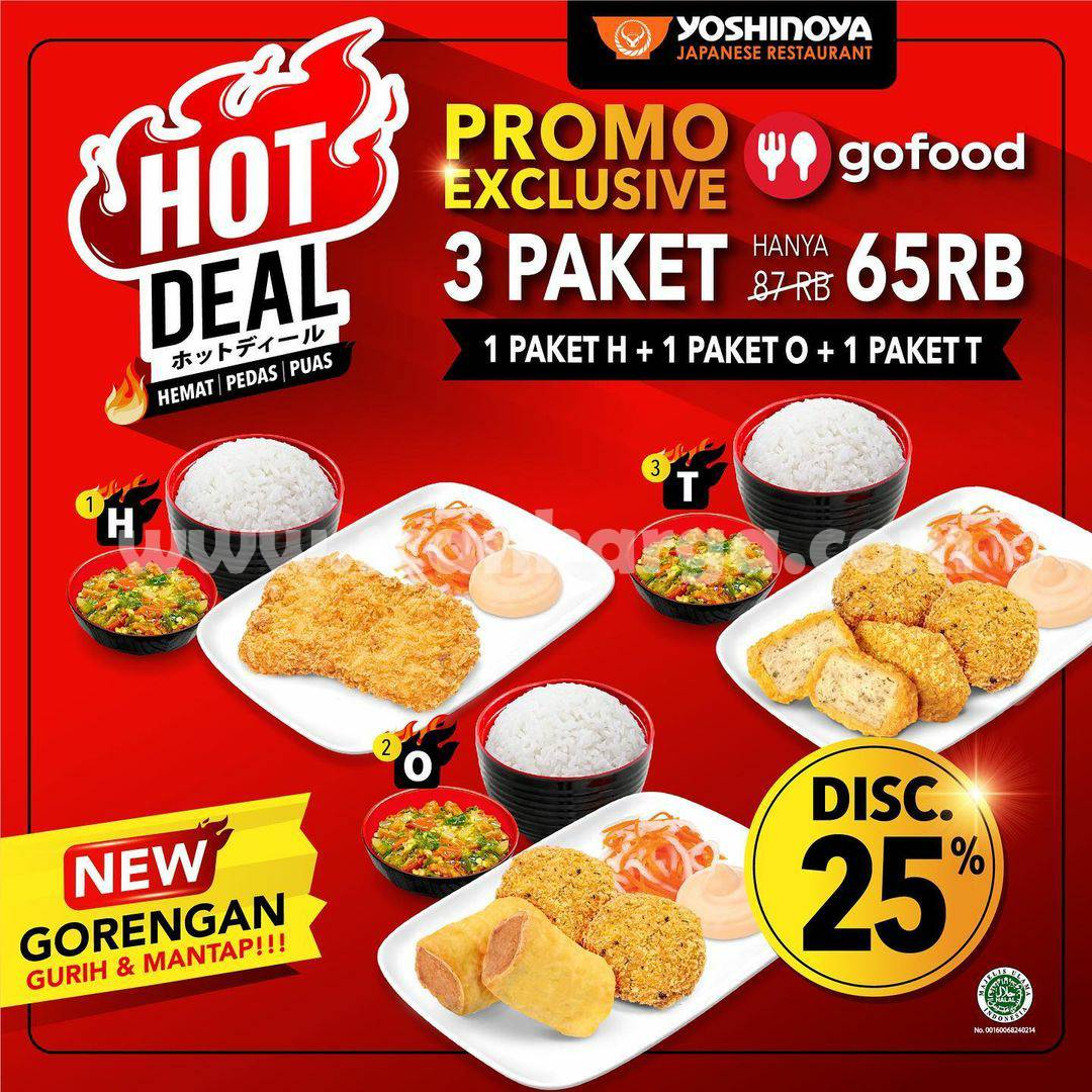 Promo YOSHINOYA HOT DEAL - Harga Exclusive 3 paket menu cuma Rp. 65Rb*