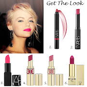 I'm obsessed with the hot pink lipstick Emma Stone is wearing in this photo. (hot pink lips)