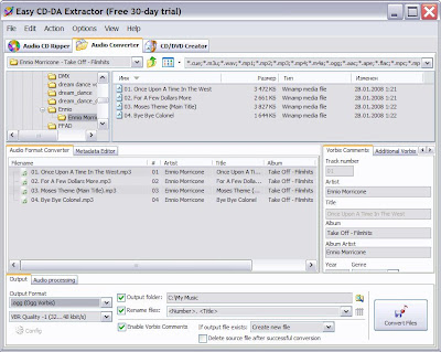 Easy CD-DA Extractor: Audio File Format Converter window