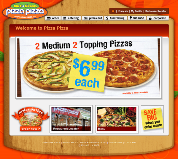 Pizza Pizza home page