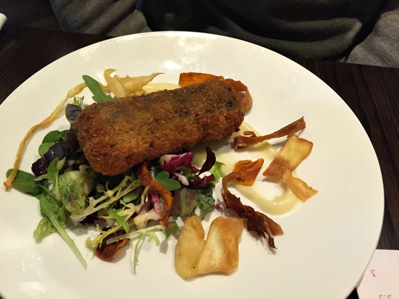 Haggis and Stornoway black pudding croquette with salad