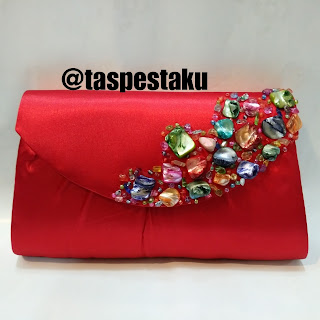 Dompet Tas Pesta Merah Maroon