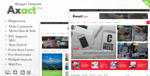Free Download Axact V3.0 - Responsive Magazine Blogger Template