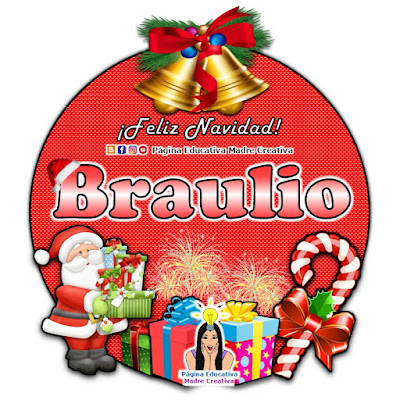 Nombre Braulio - Cartelito por Navidad nombre navideño