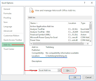 Cara mengaktifkan fungsi terbilang di excel