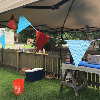 Festive banners using stampin' up! real red and tempting turquoise 