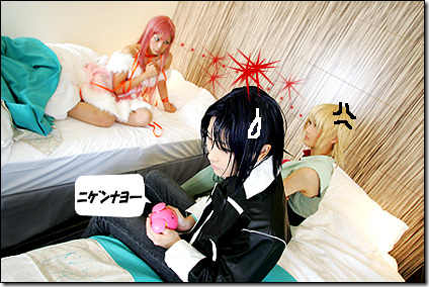 gundam seed destiny cosplay - meer campbell, athrun zala and cagalli yula athha