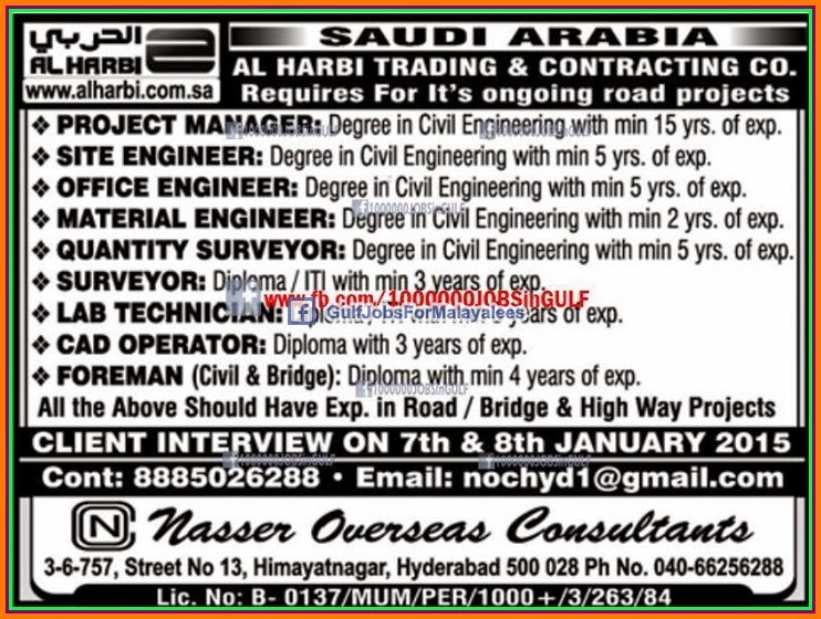 Al Harbi Training & Contracting Company KSA Job vacancies