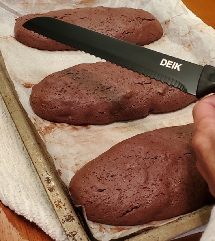 chocolate biscotti cooling