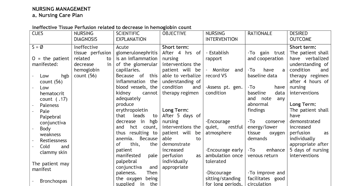 Anemia nursing care plan  Nursing Care Plan Examples