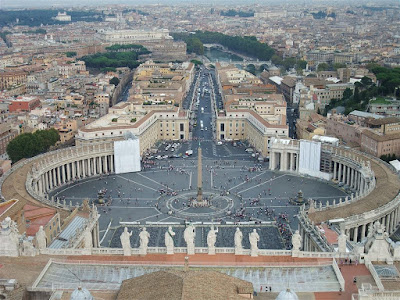 view of the vatican from the dome, tower, st peters square, rome italy