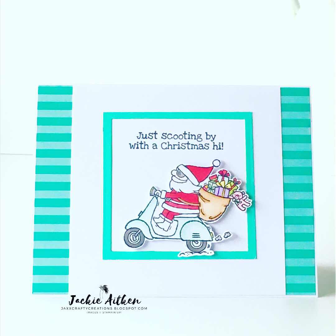 stampin up so santa stamp set, surfing santa card, summer christmas card