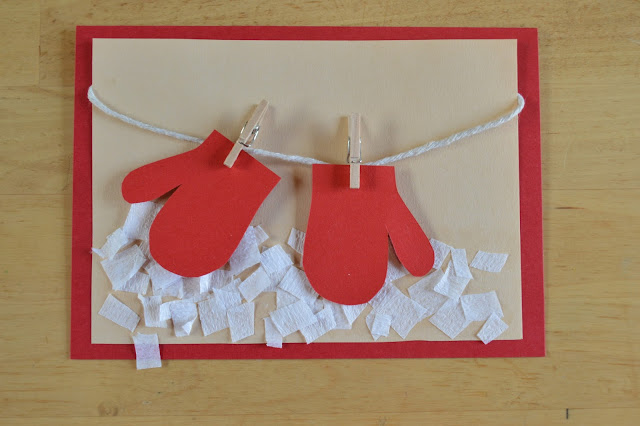 Postales de navidad hechas a mano: Manoplas tendidas 