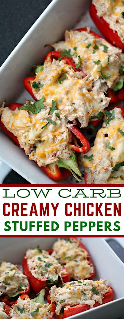 LOW CARB CREAMY CHICKEN STUFFED PEPPERS