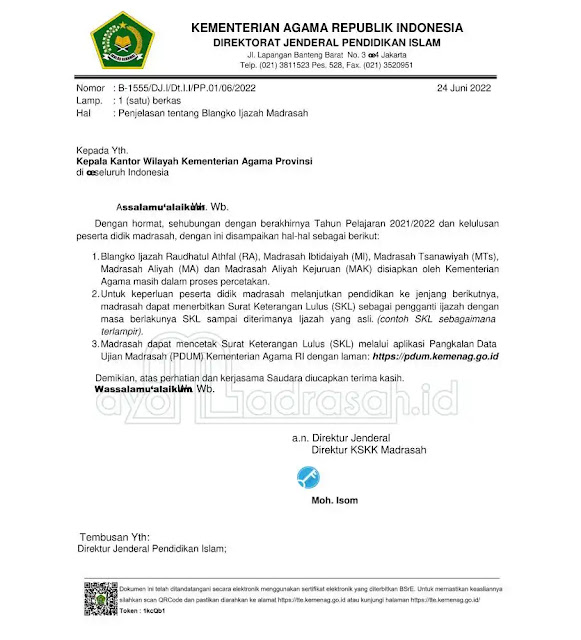 Surat Pemberitahuan Blangko Ijazah